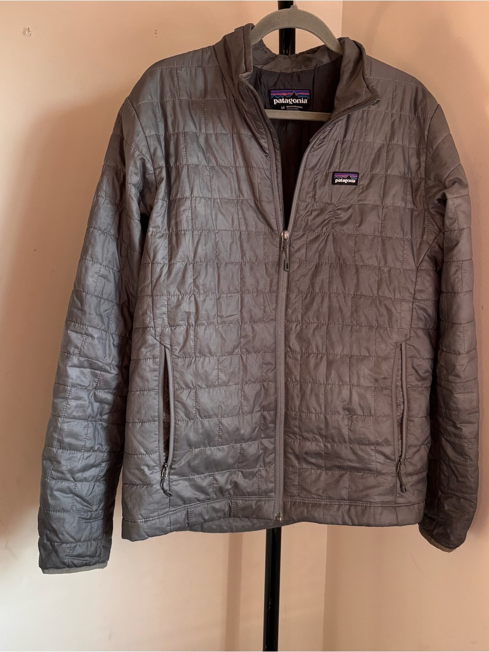 Mens Patagonia Nano Puff Full Zip Gray Medium Jacket Coat Lightweight Primaloft